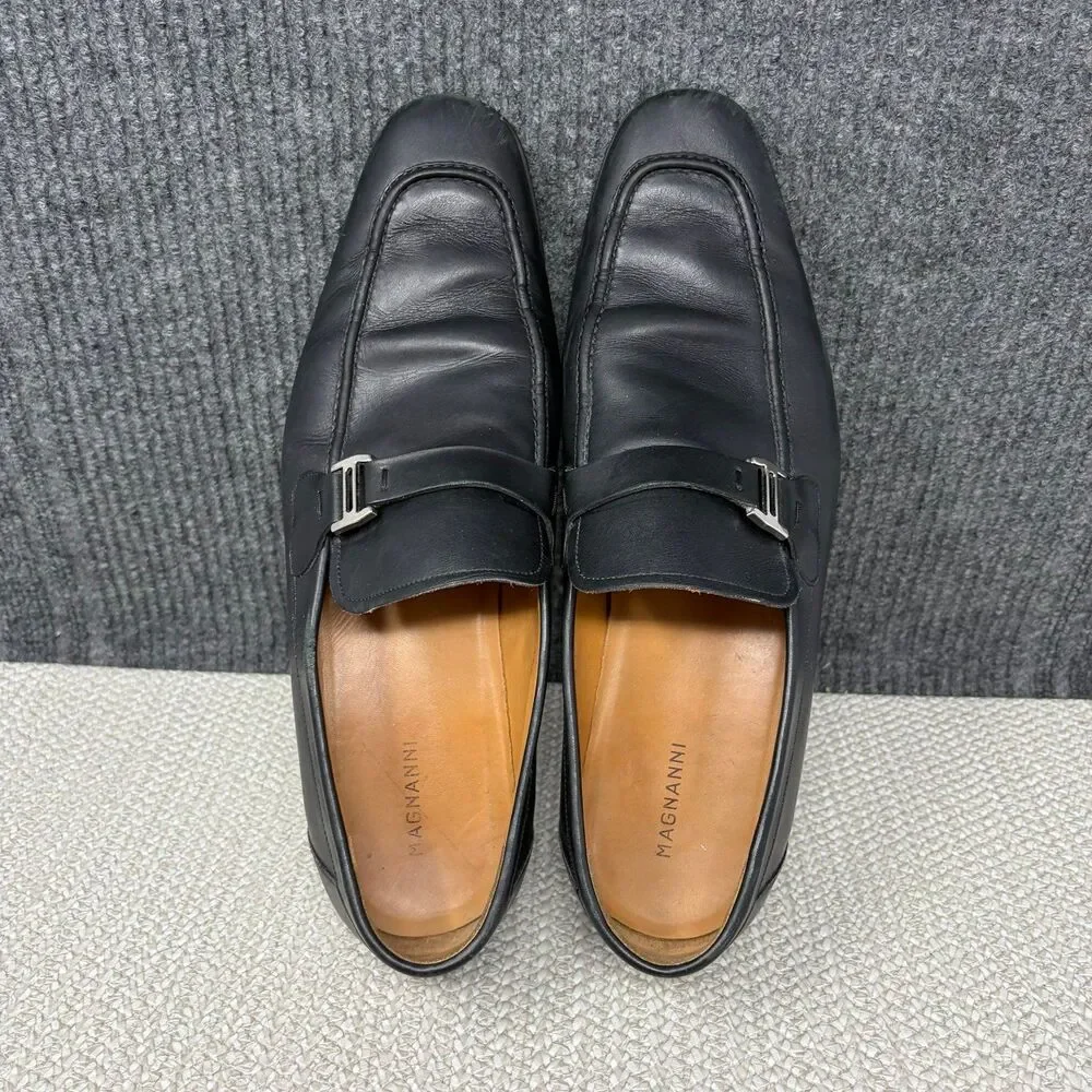 Magnanni Lino Loafers Bit Black Leather Slip On Dress Shoes Tuxedo Mens 11.5 M